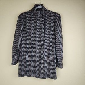 VTG ASHLEY SCOTT Made in USA WOMEN Sz M herringbone Knit WOOL Blend Lined JACKET